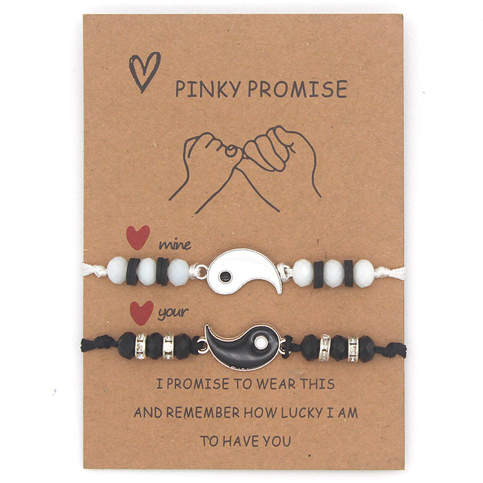 Wholesale Alloy woven couple bracelet, hand inlaid with diamonds, woven rope