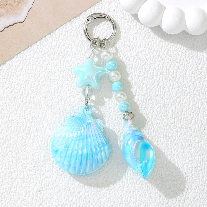 Wholesale Ocean Dream Seashell Keychain Acrylic Blue Cute Fashion Accessory Gift MOQ≥2