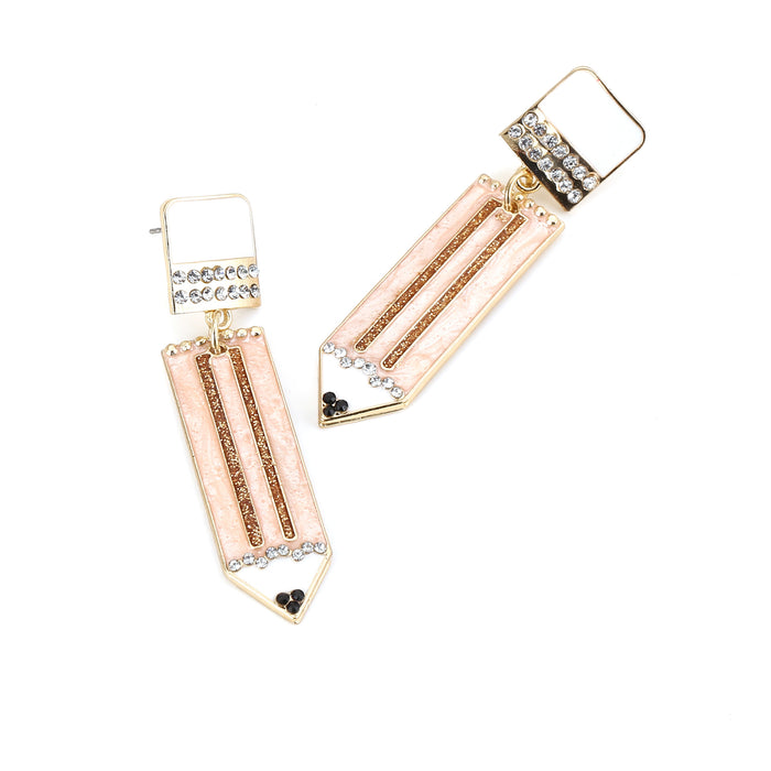 Wholesale all-match color alloy Diamond drop oil pencil earrings personalized simple