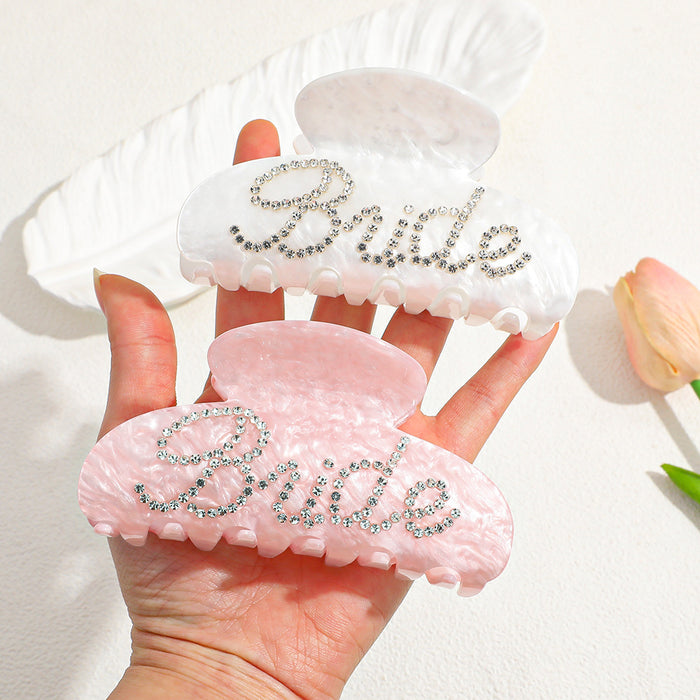 Wholesale Acrylic BRIDE Rhinestone Hair Claw Clip Wedding Party Fashion Accessory For Women Boutique Resale Gift