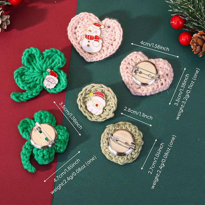 Wholesale Holiday  Sweater Brooch Crochet Heart-Shaped Four-Leaf Clover Pin Badge