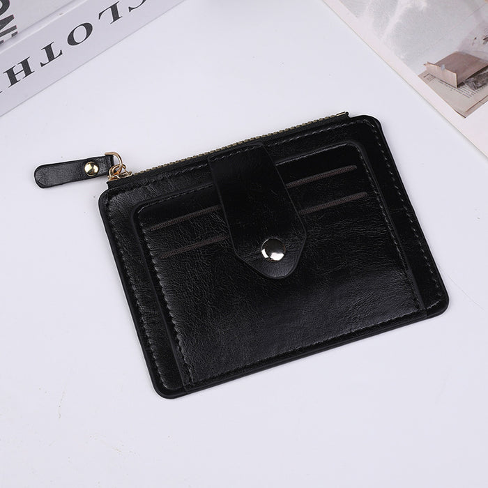 Wholesale Chic Solid Color Card Holder Wallet PU Leather Black Daily Matching Resale MOQ≥2