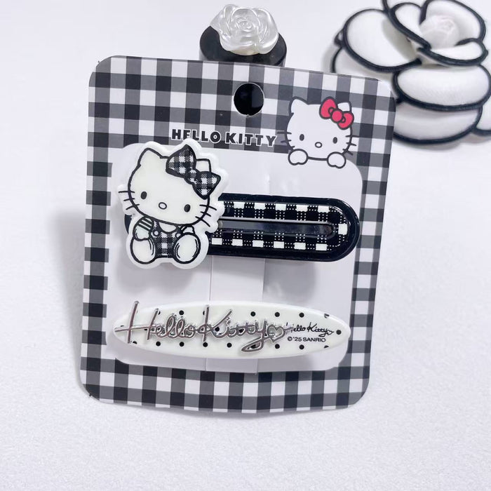 Wholesale Classic black and white checkered minimalist and cute hair clip side clip series