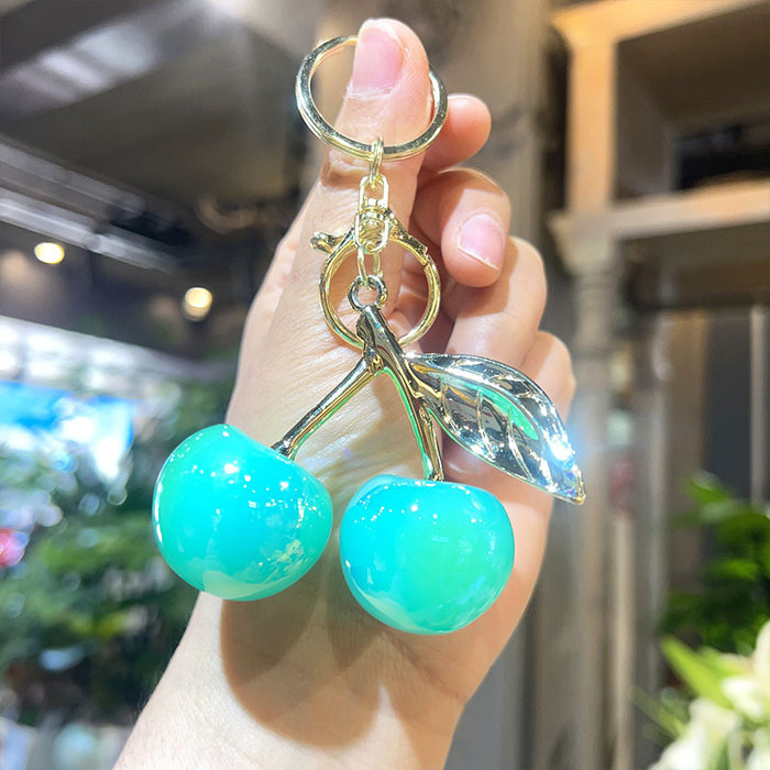 Wholesale Electroplated Cherry Keychain Acrylic Cartoon Pendant Fashion Bag Charm MOQ≥2