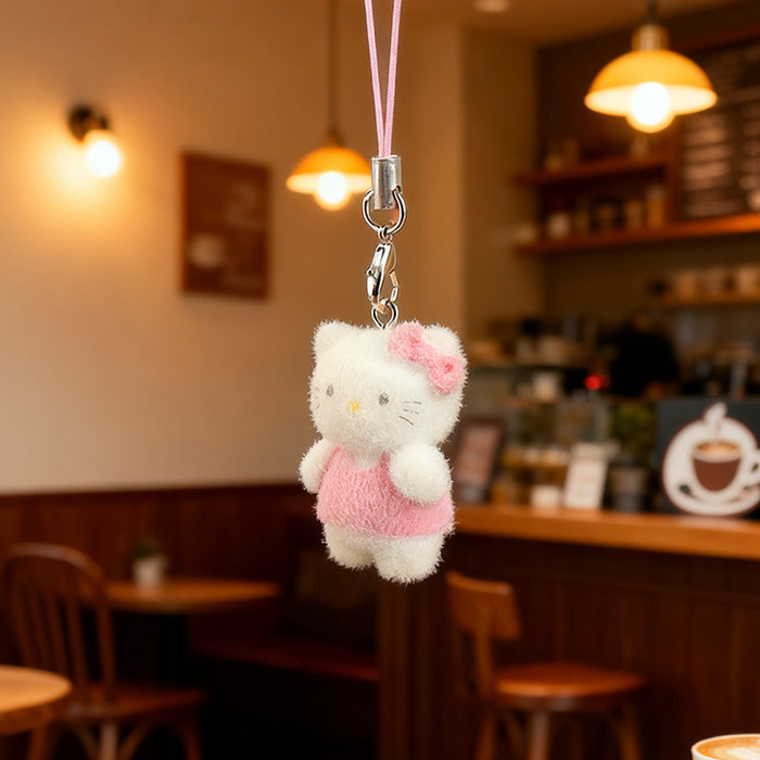 Wholesale 3D Flocked Kitten Charm  Cute Keychain