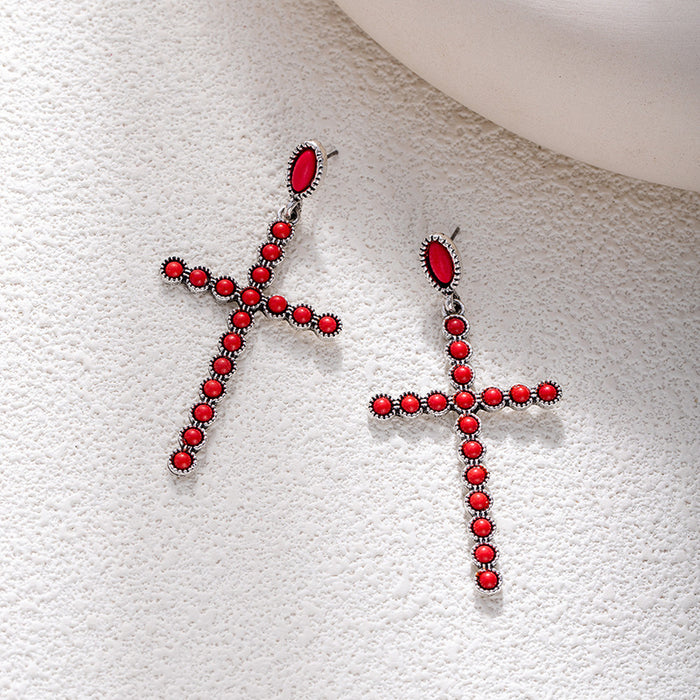 Wholesale Retro ethnic turquoise flower earrings