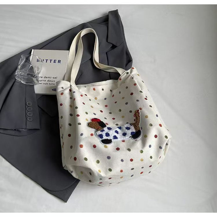 Wholesale New large capacity tote bag with printed cute little dog shoulder bag, casual crossbody bag, new style