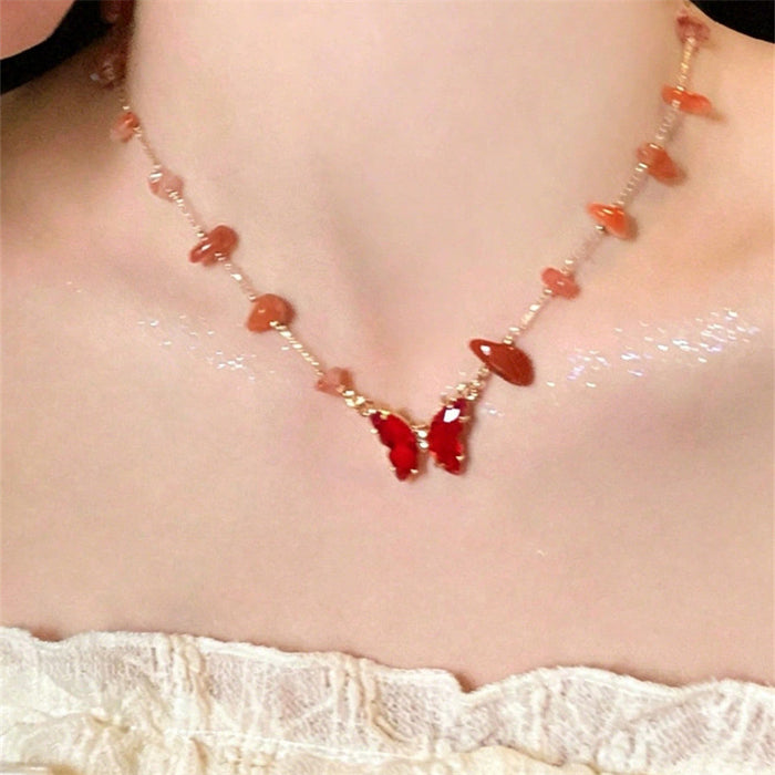 Wholesale Dopamine Ethnic Style Colorful Beaded Butterfly Pendant Necklace MOQ≥2