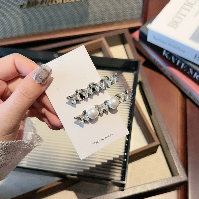 Wholesale Flash Diamond Pearl Butterfly Duckbill Clip