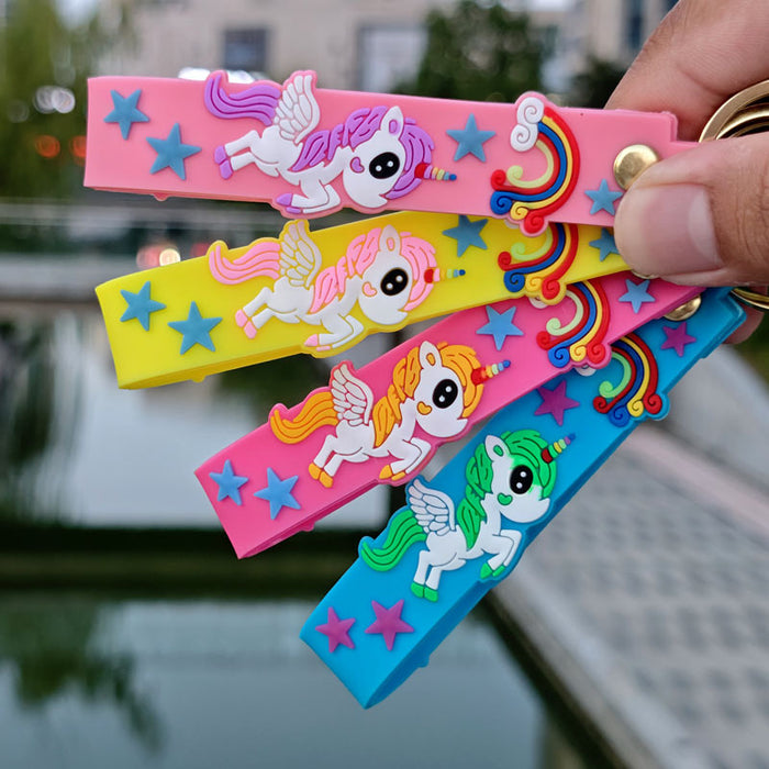 Wholesale Trendy Rainbow Unicorn Cartoon Keychain Cute Pony Car Key Accessory Bag Charm Gift