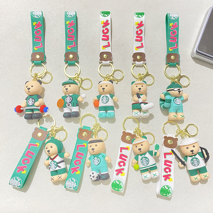 Wholesale Bear Fitness Keychain Bag Pendant Doll