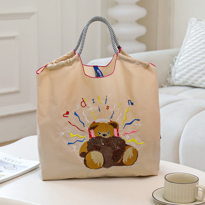 Wholesale Canvas bag embroidery shopping bag tote bag large capacity bag women' s handbag crossbody bag