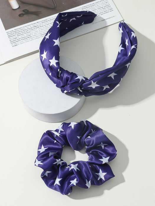 Wholesale Fabric Independence Day Knotted Fabric Headband Combo Set JDC-HD-ZheZ008