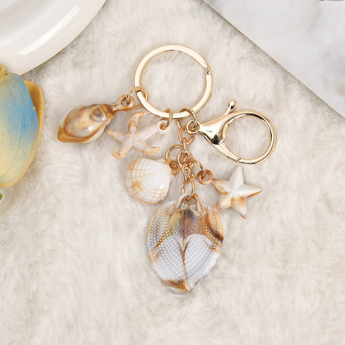 Wholesale Seaside Vacation Ocean Series Conch Starfish Pentagram Keychain