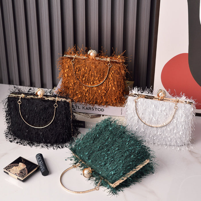 Wholesale New Fashionable Tassel Banquet Bag Handheld Banquet Bag Featured Dress Handmade Bag JDC-HB-YX003