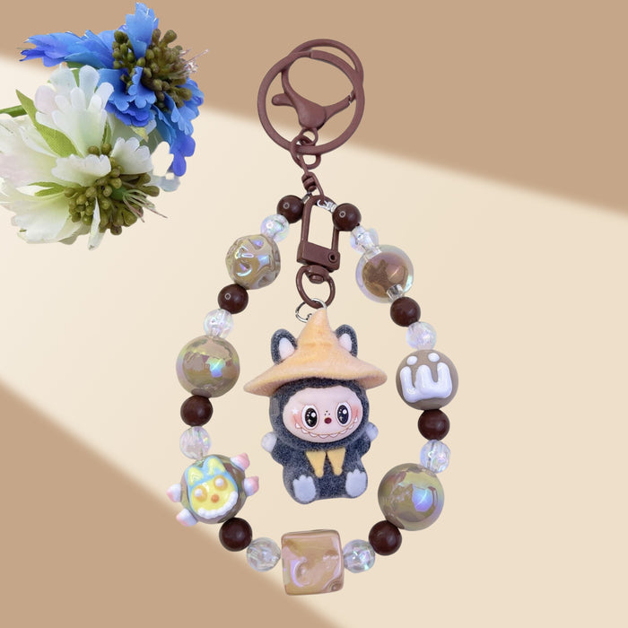 Wholesale Flocked Wizard Beaded Keychain