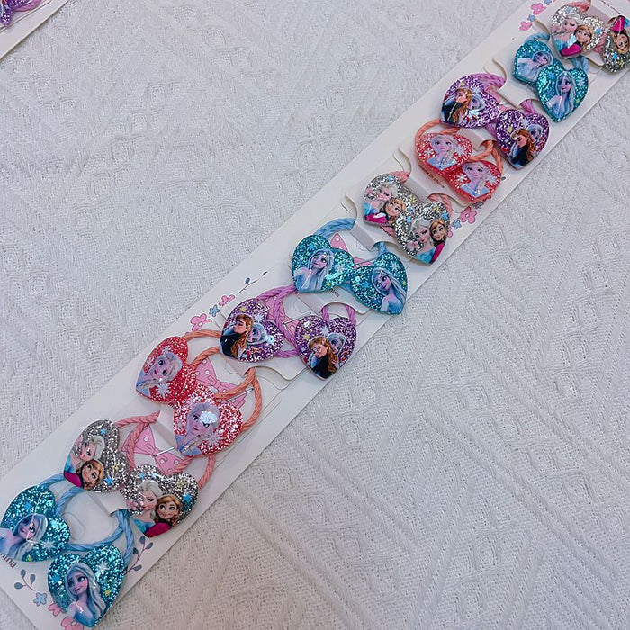 Wholesale 10pcs/ set Cartoon hair tie children' s hair accessories heart-shaped snow headband