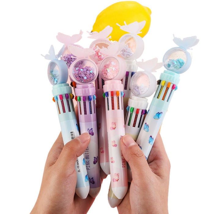 Wholesale Butterfly Sequin Ten-Color Ballpoint Pen
