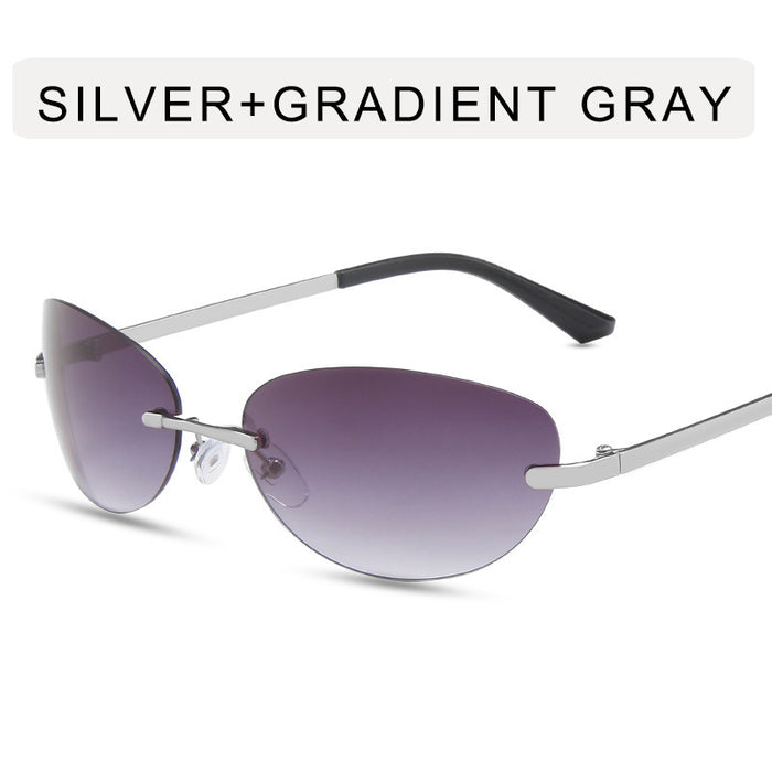 Wholesale Unframed oval sunglasses street photography sunglasses