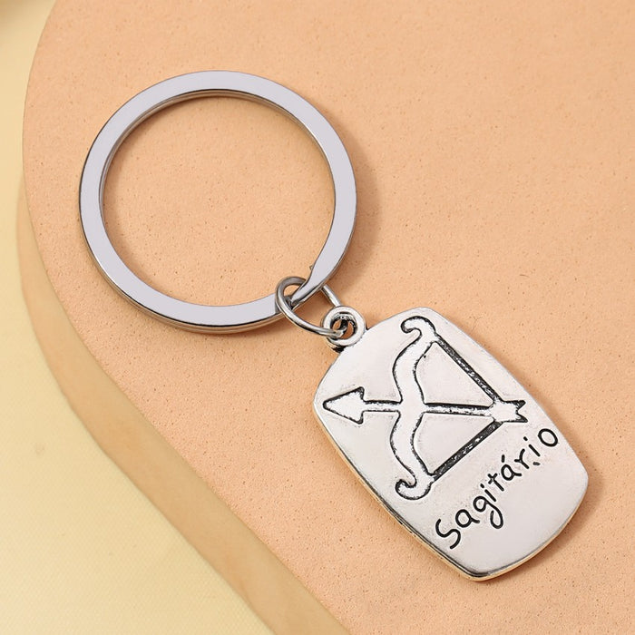 Wholesale Alloy Electroplating Constellation English Letter Keychain JDC-KC-RongRui071