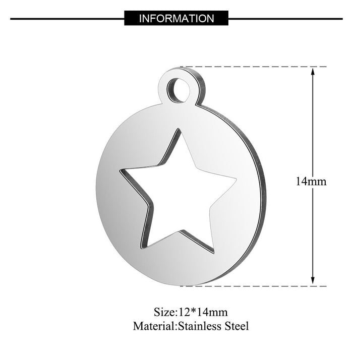 Wholesale 10 pcs/pack Heart Sun Yoga Star Moon Dog Claw Cat Fox Clover Stainless Steel Pendant JDC-PT-QZ003