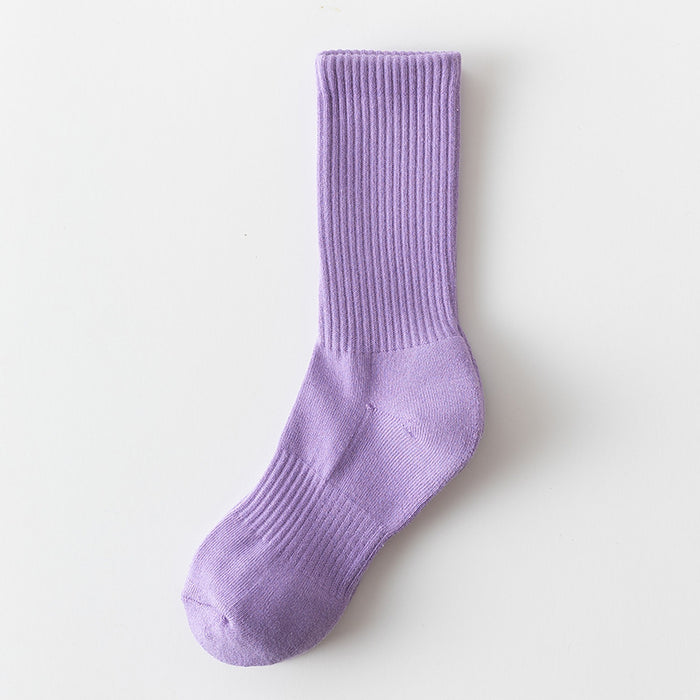 Wholesale Solid color high elastic looped socks for men and women, long socks for sports, cotton socks