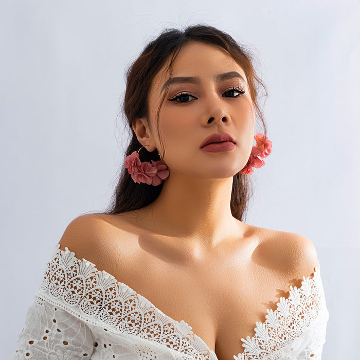 Wholesale Jewelry: Rose Blossoms Earrings, Colorful Tassel Fabric Earrings