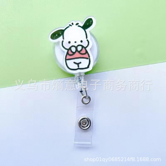 Wholesale Cute Cartoon Retractable Hanging Buckle Badge Reels Keychains