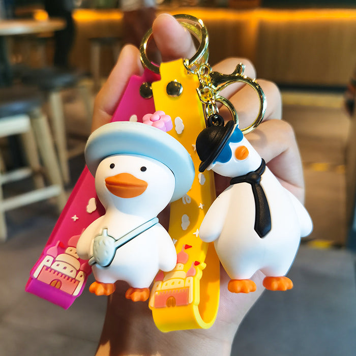 Wholesale Cartoon Cute Tilting Duck Soft Pvc Keychain JDC-KC-YMeng021