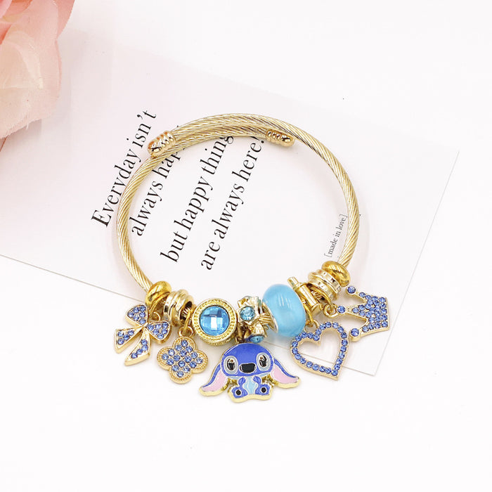 Wholesale Women' s Beaded Bracelet with Rhinestone Heart Bow Pendant MOQ≥2