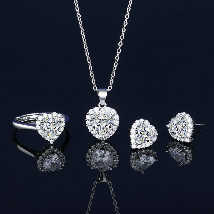 Wholesale Diamond heart-shaped stud earrings,  necklace,  ring
