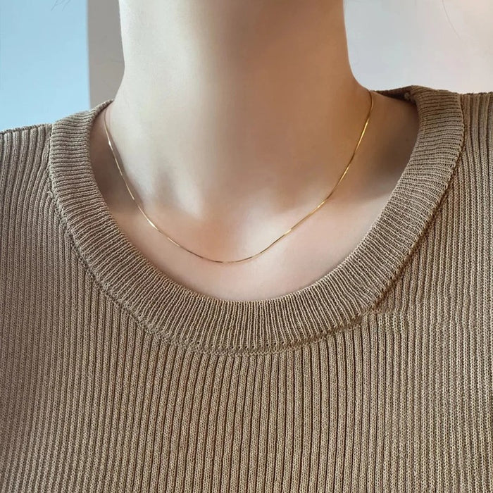 Wholesale Plain chain wearable pendant necklace strip rose gold chain titanium steel bare chain