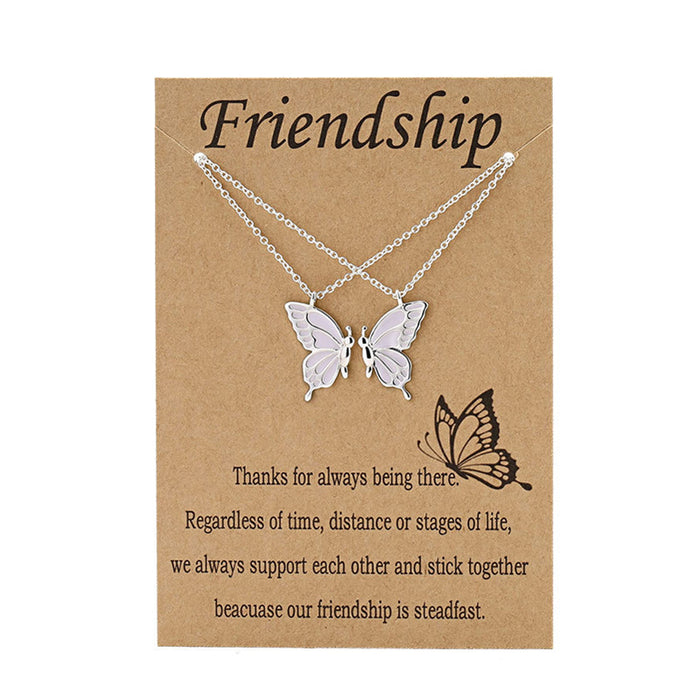 Wholesale Colorful Butterfly Friendship Pendant Necklace Set - Fashion Alloy Jewelry Accessory MOQ≥2