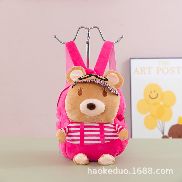 Wholesale Plush small backpack kindergarten school bag cartoon cute girl boy plush backpack