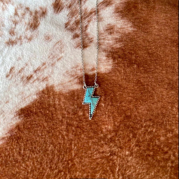 Wholesale Vintage Creative Turquoise Lightning Pendant Necklace
