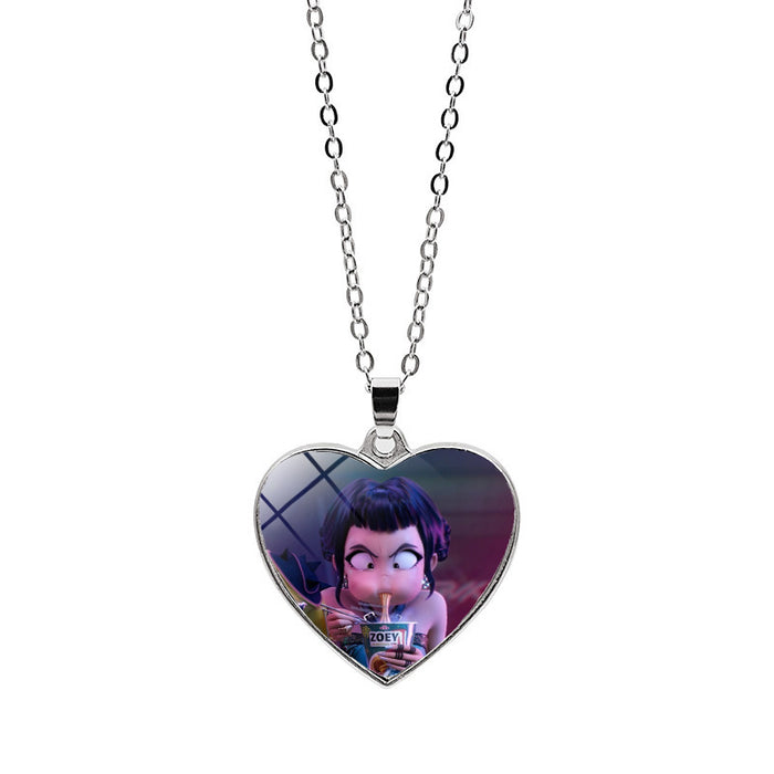 Wholesale Kpop Heart necklace all-match cartoon anime heart-shaped pendant fashion clothing wool chain necklace jewelry