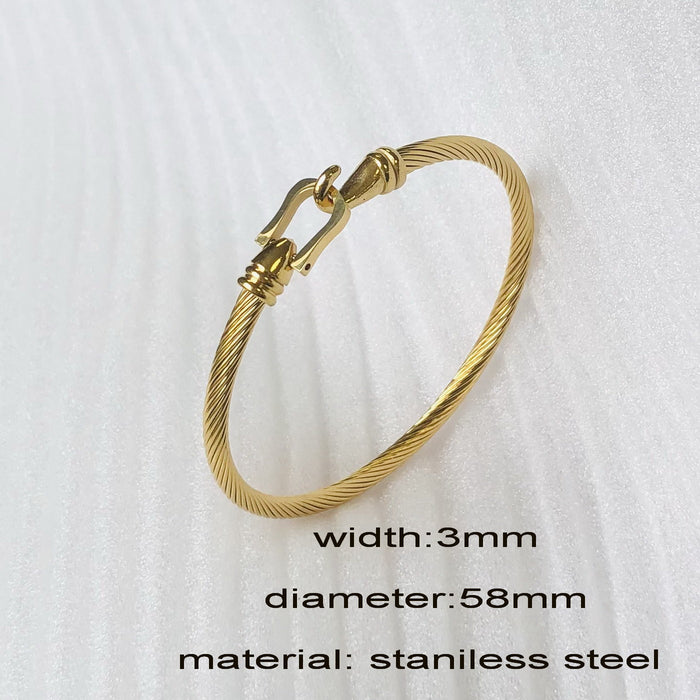 Wholesale Personalized Wire Rope Horseshoe Buckle Titanium Steel Bracelet JDC-BT-Xuel007