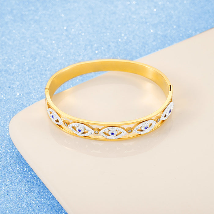 Wholesale Luxury Blue Gemstone Exquisite Stainless Steel Bracelet Zirconia Diamond Eye Jewelry