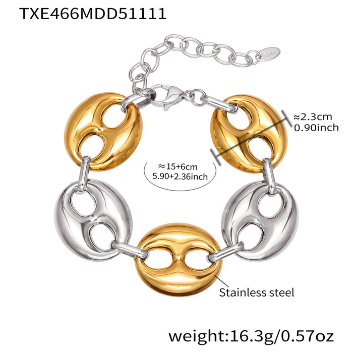 Wholesale Color-blocked hollow coffee bean titanium steel bracelet clavicle chain