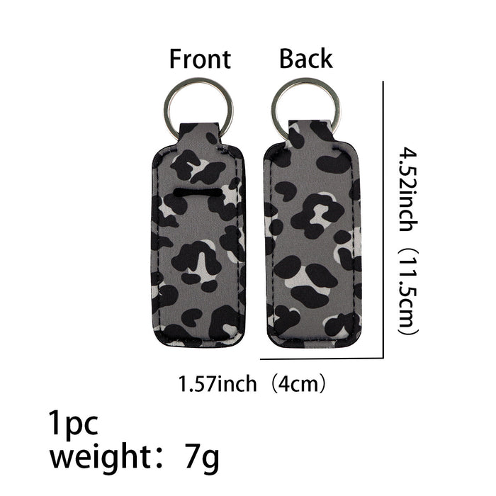 Wholesale Leopard Lipstick Set Heat Transfer Keychain
