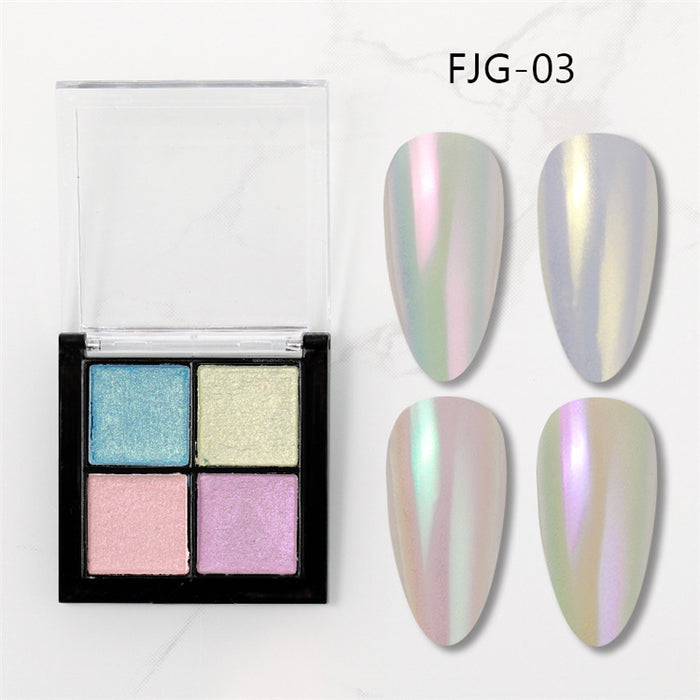 Wholesale Nail art four-color magic mirror powder, laser powder, two-color solid powder