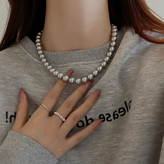 Wholesale Magnetic pearl necklace for women, silver gray, high-end, light luxury