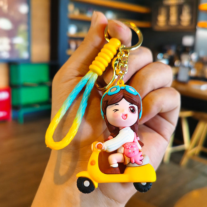 Wholesale Cartoon Tram 3D Rubber Keychain JDC-KC-Tingm054