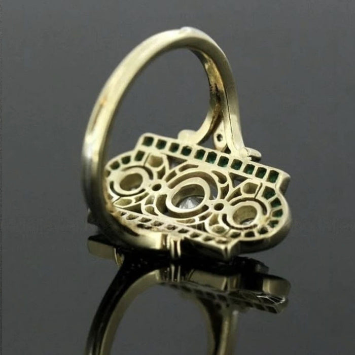 Wholesale Alloy ring fashionable emerald zircon ring