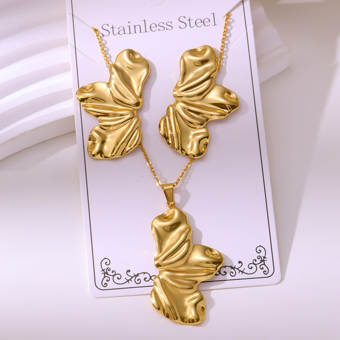 Wholesale RetroEarrings Necklace Stainless Steel Gold-Plated Jewelry