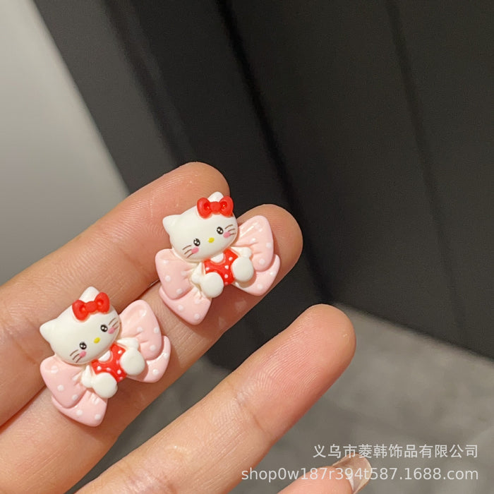 Wholesale Cute cat silver needle earrings,  simple and cute