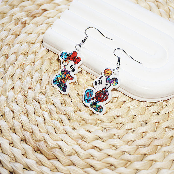 Wholesale Cute cartoon asymmetrical earrings acrylic earrings pendant jewelry