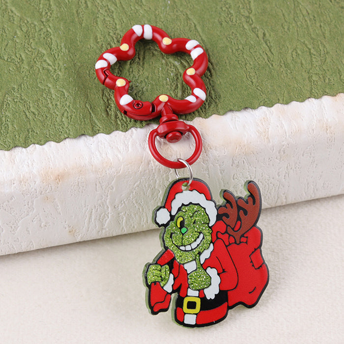 Wholesale Cartoon Christmas series funny acrylic keychain fashionable personality antler pendant jewelry