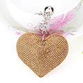 Wholesale Chic Heart Rhinestone Leather Tassel Keychain Fashion Bag Charm Car Key Accessory