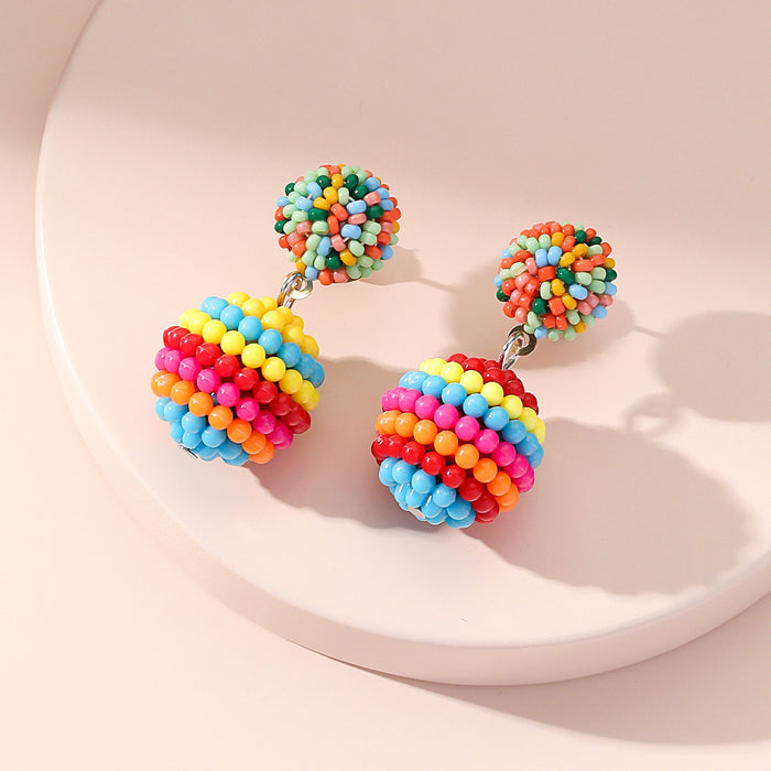 Wholesale Random Color Plum Ball Fashionable Small Fresh Color Earrings JDC-ES-Gute055